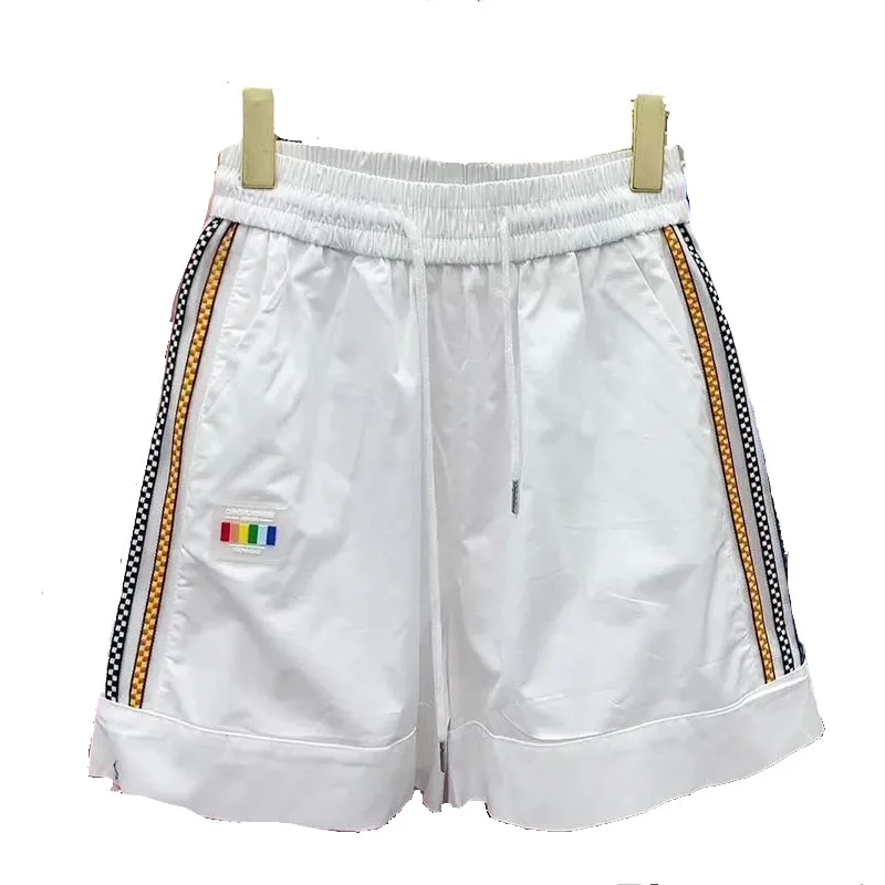 Female Loose Solid Color Casual Sporty Shorts Summer New Fashion Drawstring Elastic High Waist Spliced Pants Women's Clothing