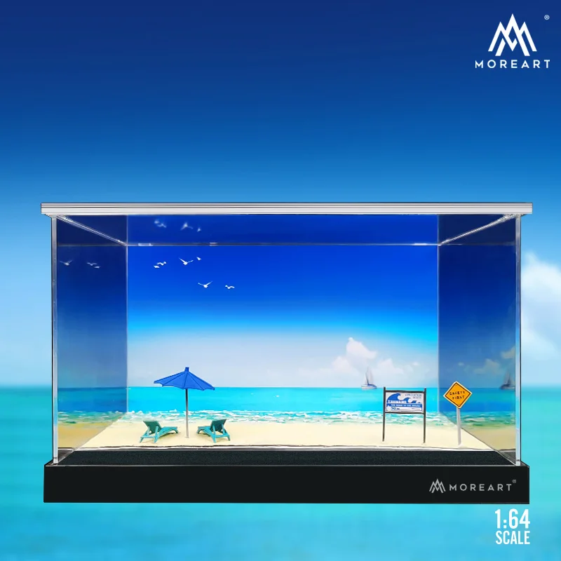 

MoreArt Huiyi 1:64 simulation sunshine beach scene model blue coastline car model ornaments gift ornaments