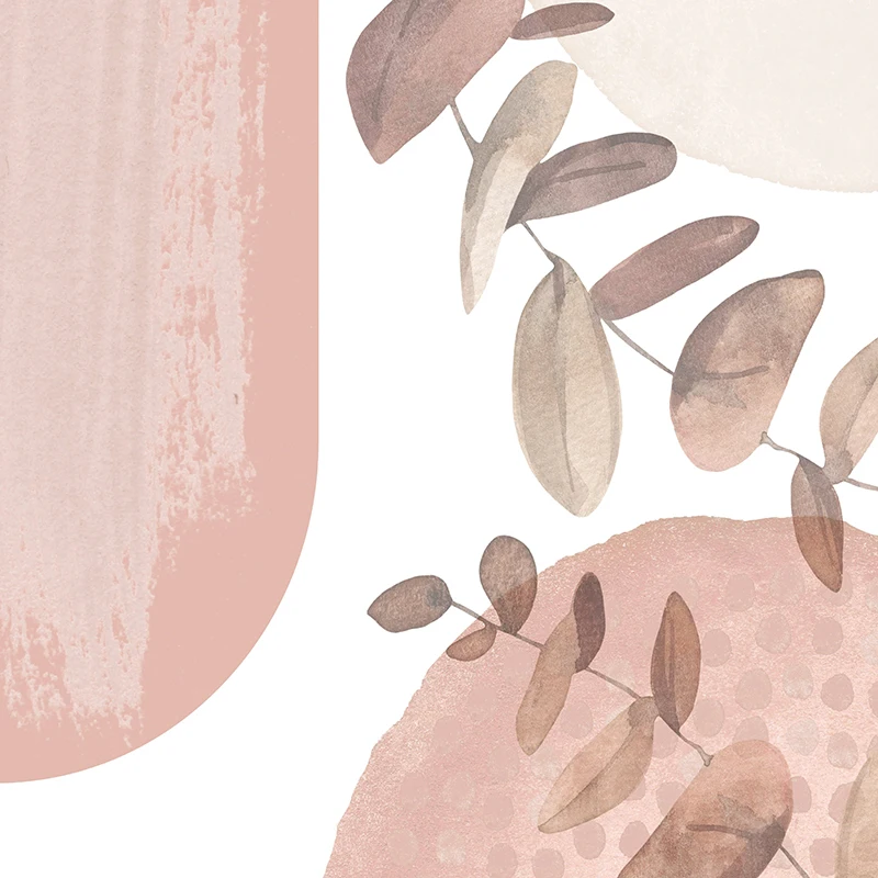 Румяно-розовые художественные формы с принтом в стиле бохо настенная живопись на