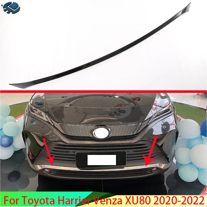 

For Toyota Harrier Venza XU80 2020-2022 Piano Black Before The Bar Bumper Cover Shield Trim Molding Lower Grille