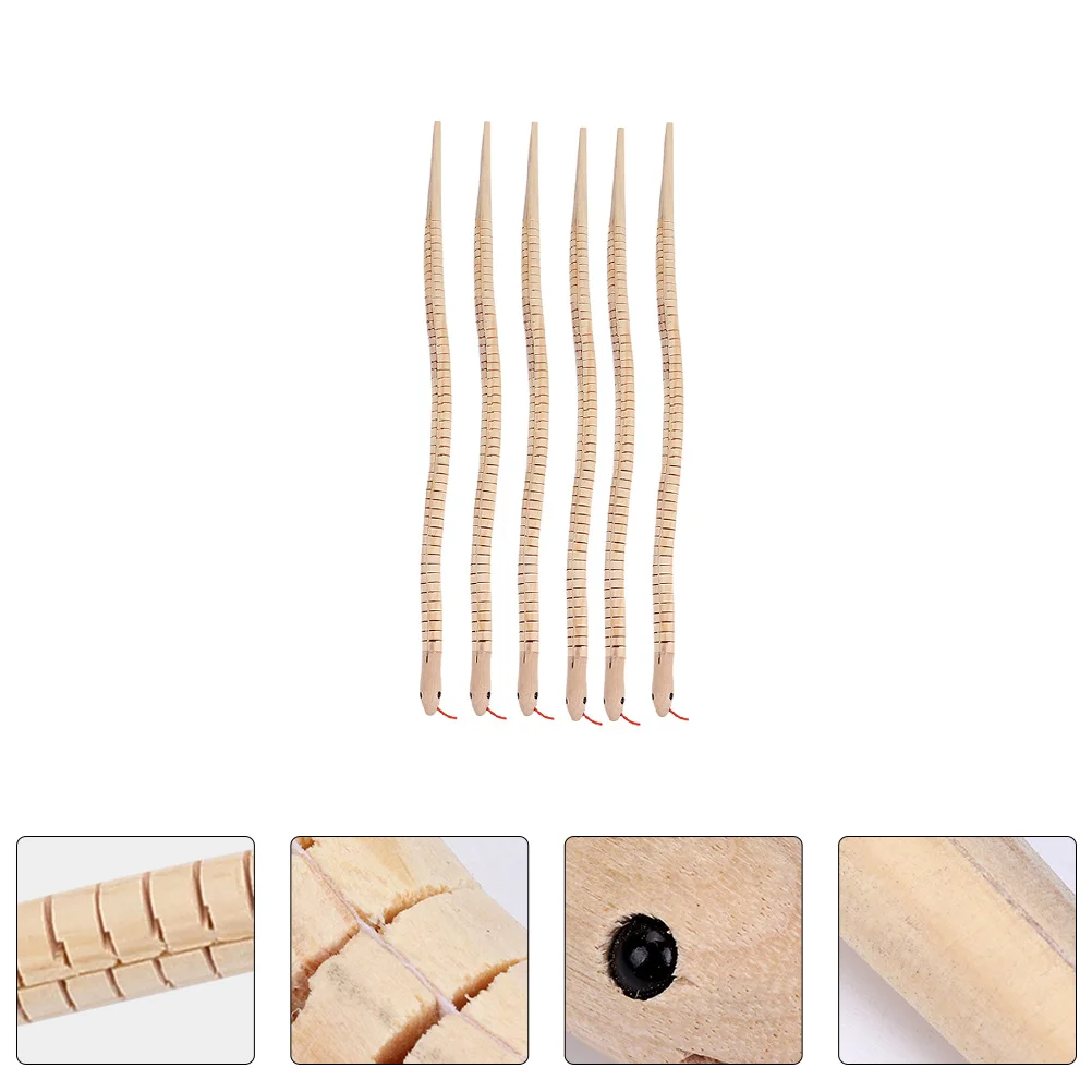 

6 Pcs Rattlesnake Kidcraft Playset Halloween Wood Toy Wooden Model Fake Simulation Child Kids
