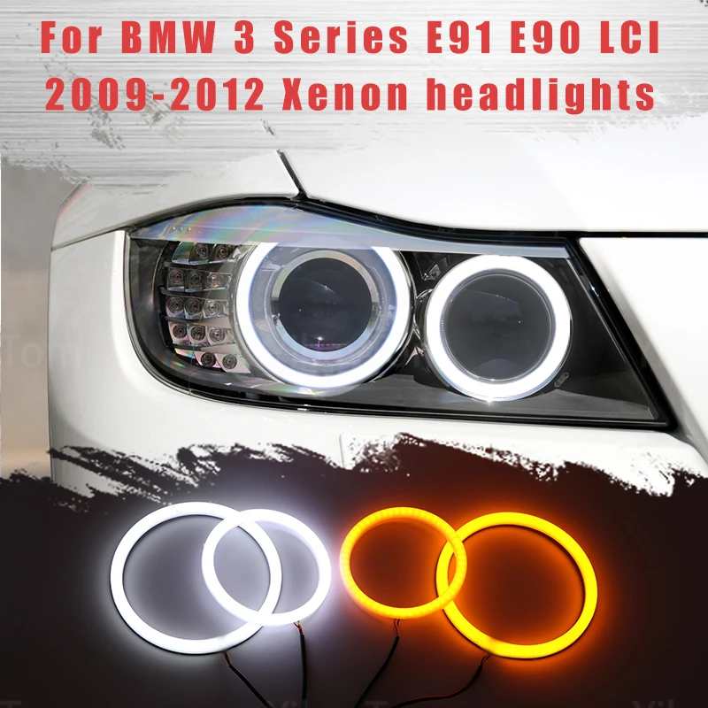 

LED SMD Cotton Light Switchback Angel Eye Halo Ring DRL Kit for BMW 3 Series E91 E90 LCI 2009-2012 Xenon Headlights