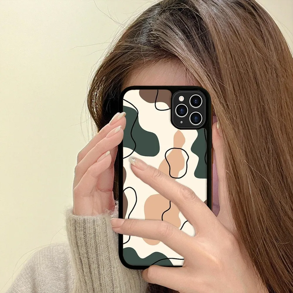 Abstract Geometry Phone Case Silicone PC+TPU Case For iPhone 14 11 12 13 Pro Max 8 7 6 Plus X XR Hard Fundas