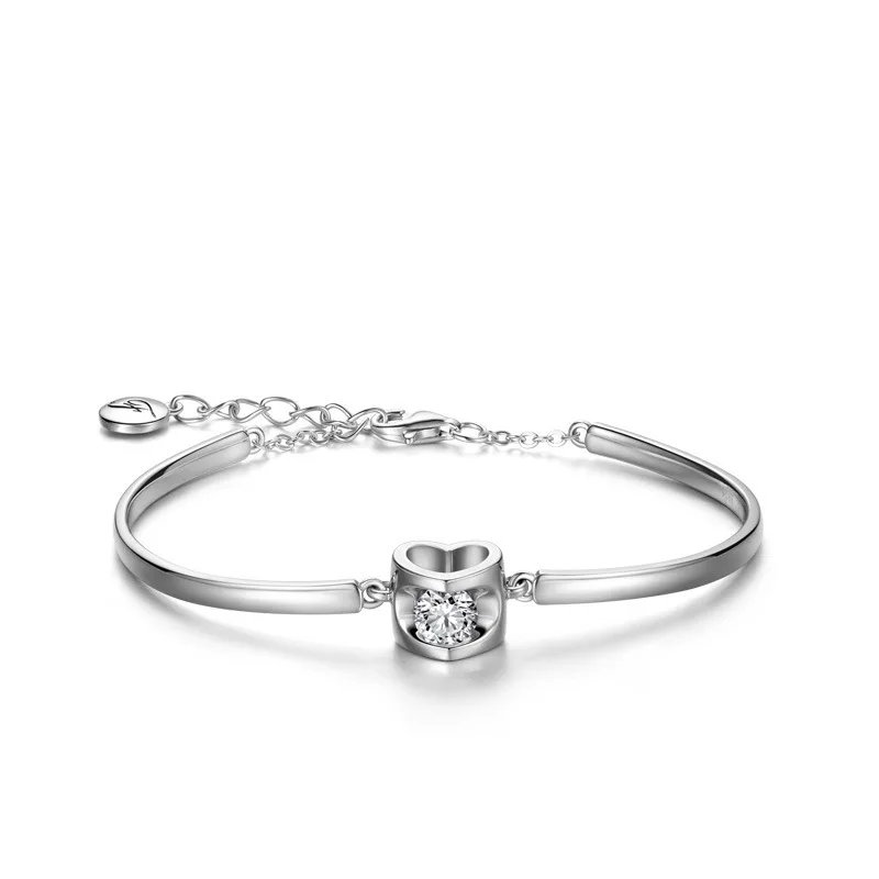 

Sterling Silver Angel Kiss Bracelet Women's Japanese Korean Version Simple Handwear Heart shaped Bracelet Silver Jewelry