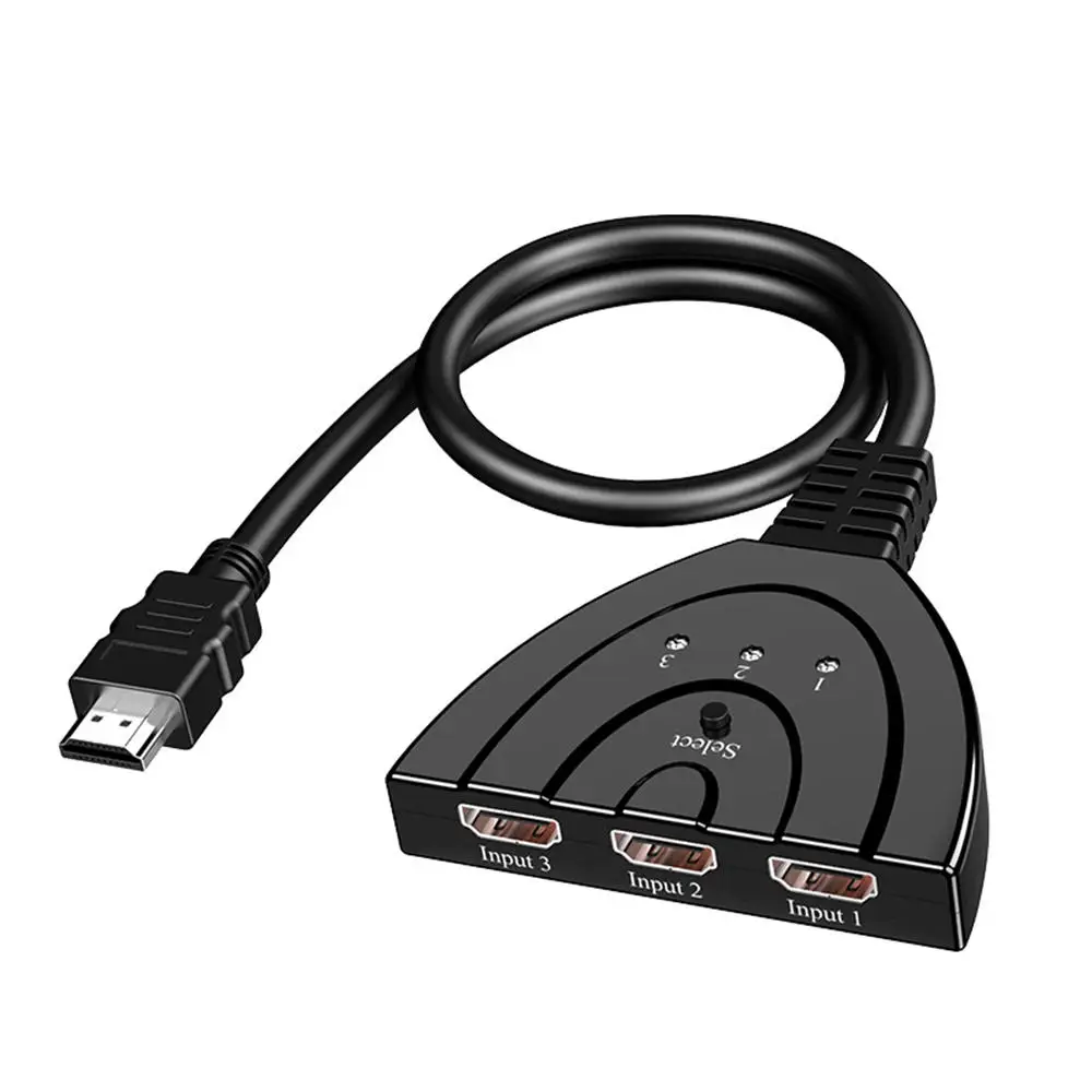 

HDMI Switcher With Three Inputs And One Output And 1080P Pigtail Converter