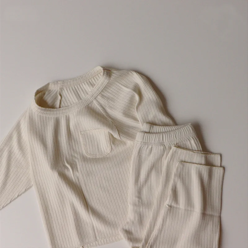 Freely Move Baby Kids Pajamas Sets Boys Sleepwear Suit Autumn Girls Pajamas Solid Pijamas Tops+Pants 2pcs Children Clothing