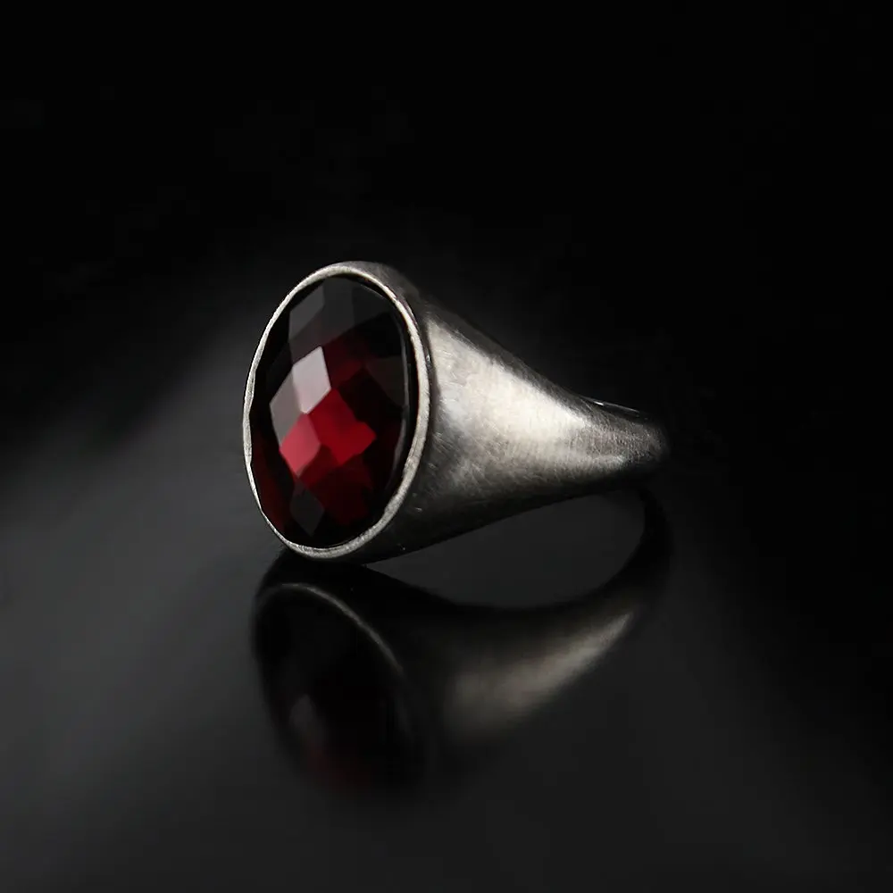 

Aged 925 sterling silver Men's ring Zircon Cz Stone