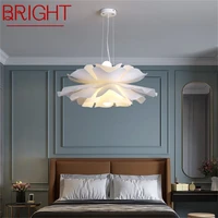 bright nordic pendant light led white chandelier lamp indoor fixture for living room decor
