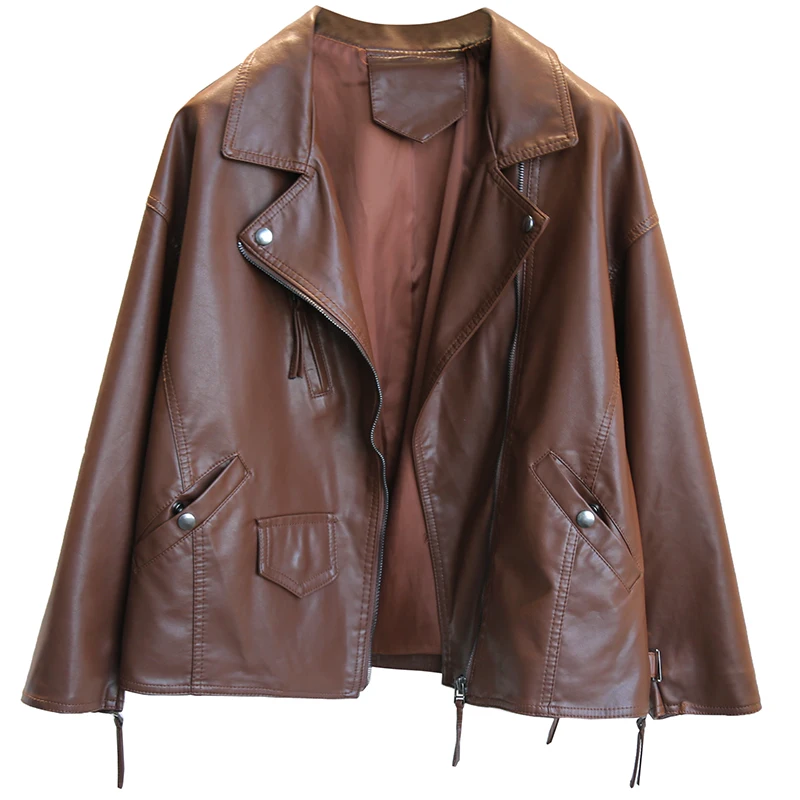 

Куртка женская из искусственной кожи, на молнии, с карманами