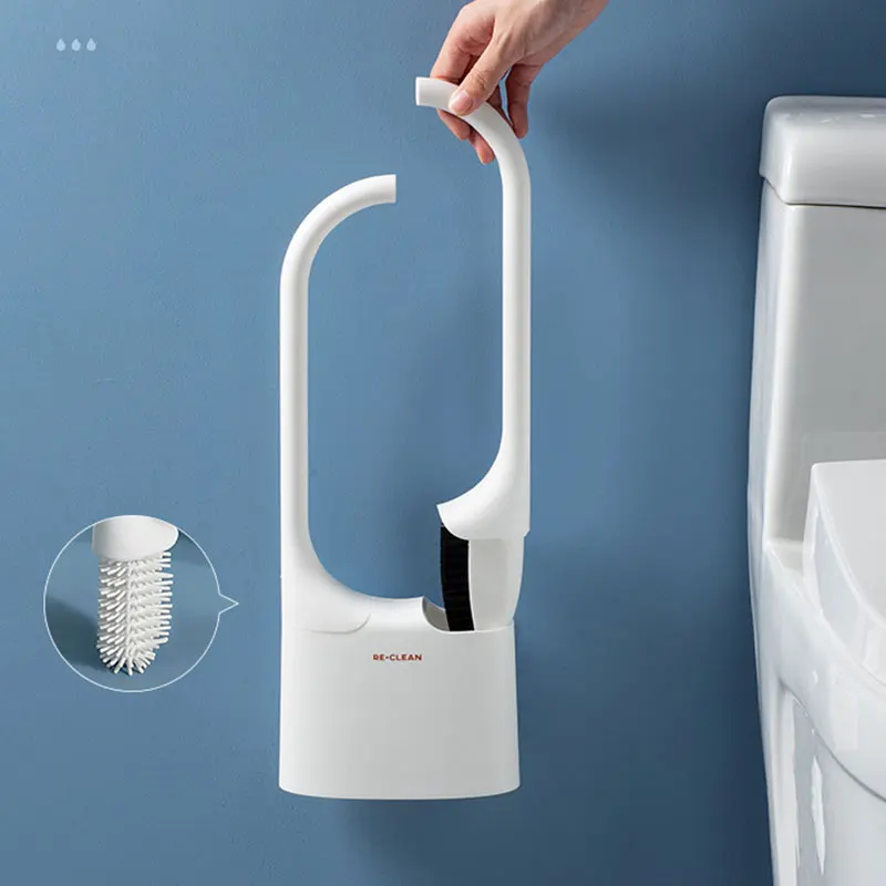 

WHYY 2 In 1 Toilet Brush Set Silicona Nylon Brush Head Light Luxury No Dead Cleaning Tools Wc for Bathroom Accessories Supplies