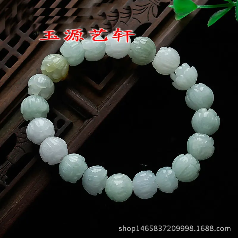 Поддельные Бусины Из бирманского изумруда Jadeite нефритовый браслет Seiko Lotus для