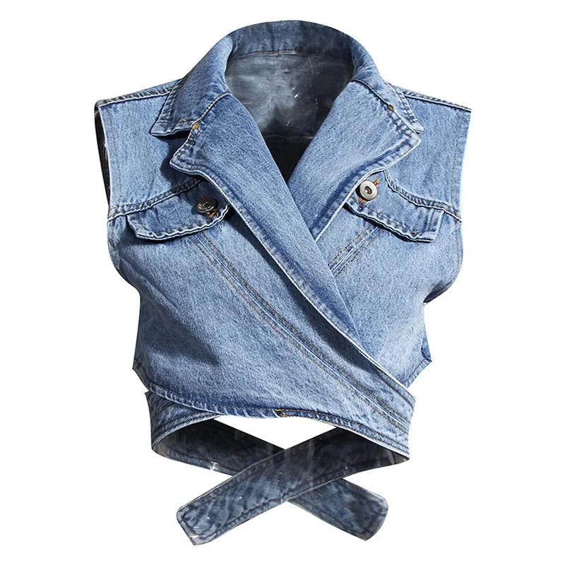 

Women's Denim Jacket Elegant Denim Coat for Women High Waist Hollow Out Casual Short Tops Female Summer Fashion New Style