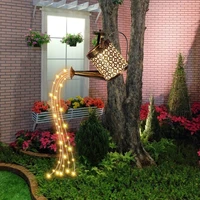 wrought iron hollow lawn decorative light solar watering can sprinkling magic lamp outdoor garden waterproof shower light