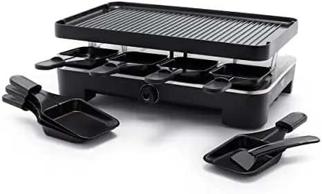 

Indoor Tabletop Grill, Healthy Ceramic Nonstick, 2-in-1 Grill and Griddle, 8 Square Nonstick Pans, Adjustable Temperature Contro