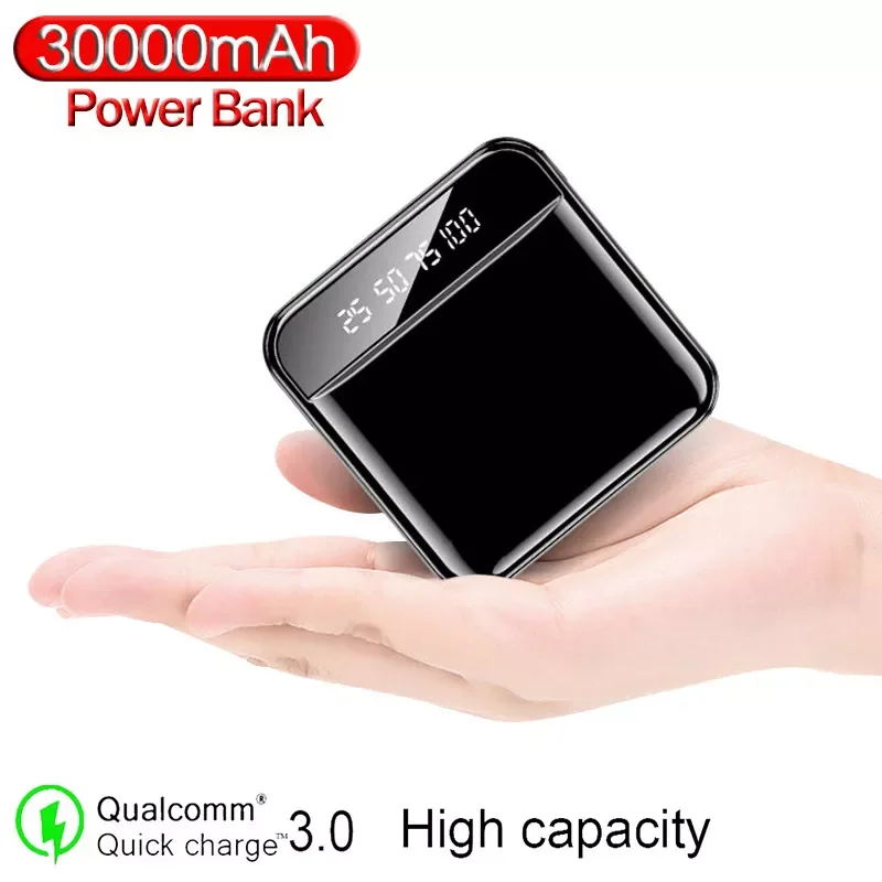 

2023New 30000mAh power bank portable external battery charger for iPhone Xiaomi mini power bank Tpye-C LED digital display