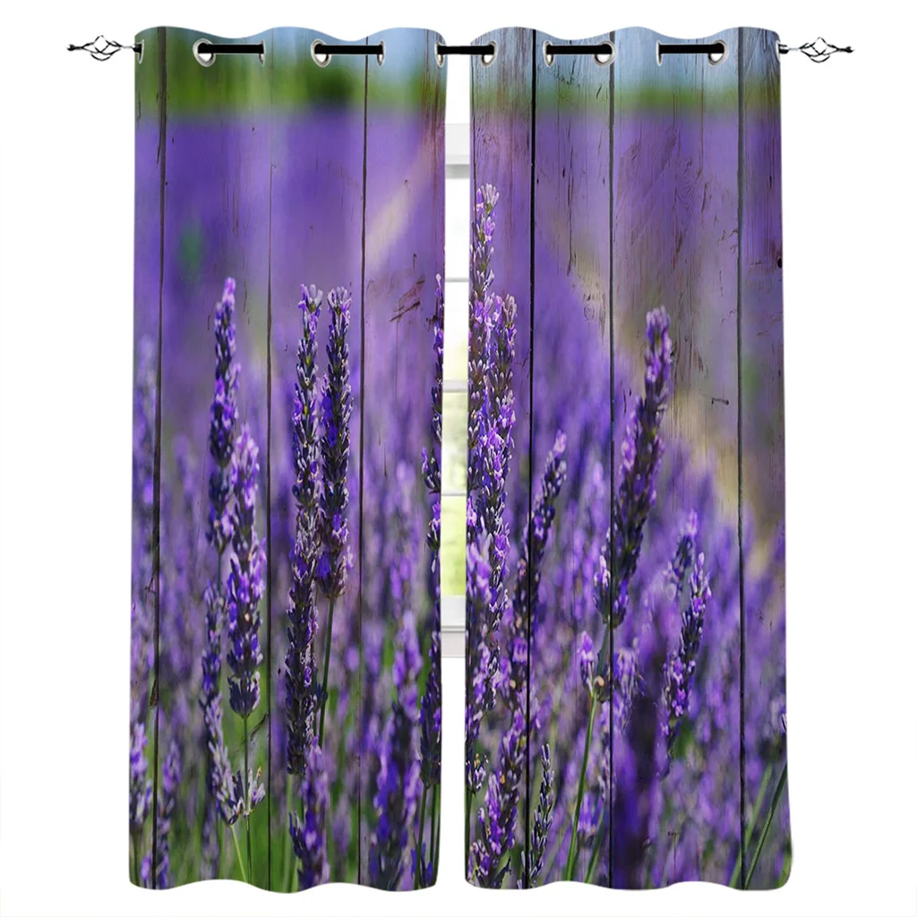 

Purple Lavender Garden Series Sunshade Curtains Living Room Bedroom Home Decoration Retro Style Thin Curtains