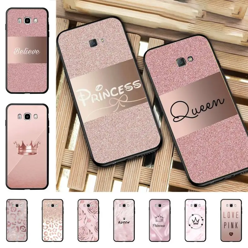 

Rose Gold Pink Princess Queen Phone Case for Samsung J 4 5 6 7 8 prime plus 2018 2017 2016 J7 core