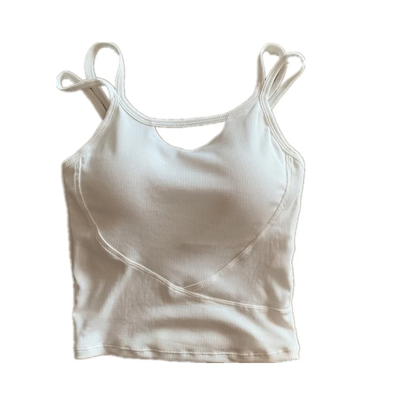 Спортивная майка с полыми подтяжками женские цельные подушечками для