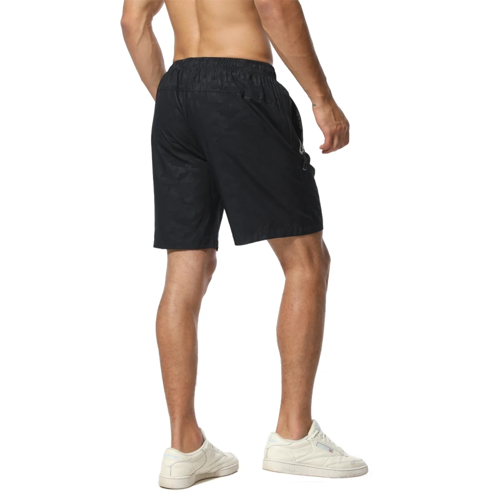 2/5pcs Men Running Shorts Gym Sports Shorts Zipper Pocket Breathable Striped Quick Dry Workout Training Fitness Jogging Short