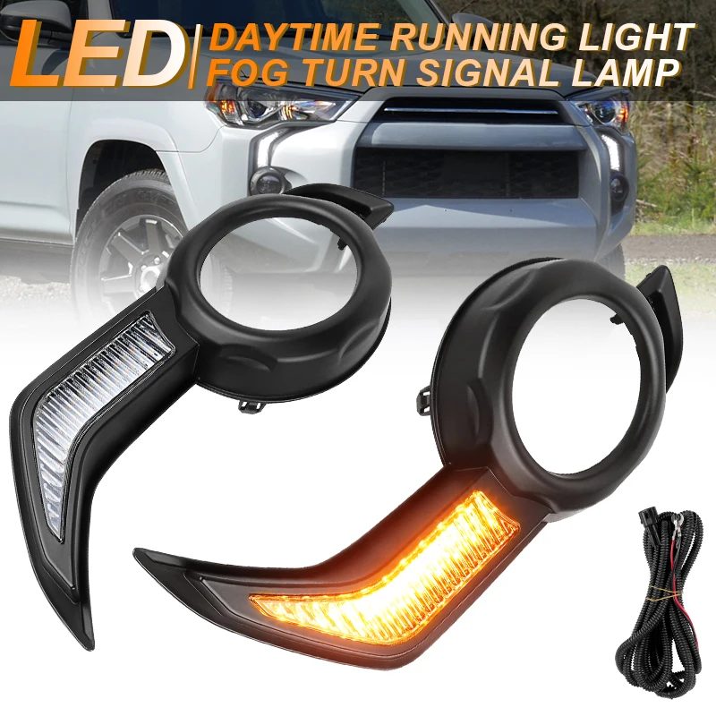 

Автомобильные фонари, указатели поворота, фонари, индикаторы, 12 В, ДХО, фара, динамический боковой маркер, белые янтарные лампы для Toyota 4runner 2014-2022