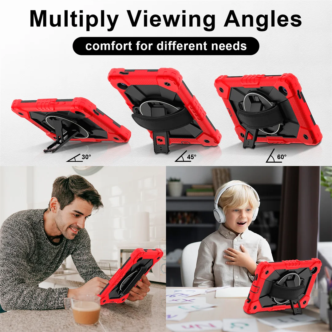 Фото Противоударный чехол для Samsung Tab A11 8,7 дюйма 2025 New Release 360 °   Многоцветный чехол для планшета с вращающейся подставкой и ремешком на руку, экологически чистый №5