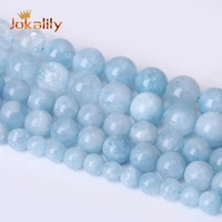 natural blue aquamarine quartz stone beads round loose beads for jewelry making diy bracelets accessories 4 6 8 10 12mm 15 inch
