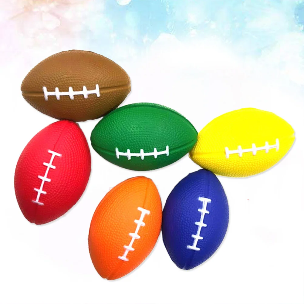 

6PCS PU Foaming Children's Vent Balls Stress Balls Rugby Balls for Party Favors Ball Games and Prizes (Random