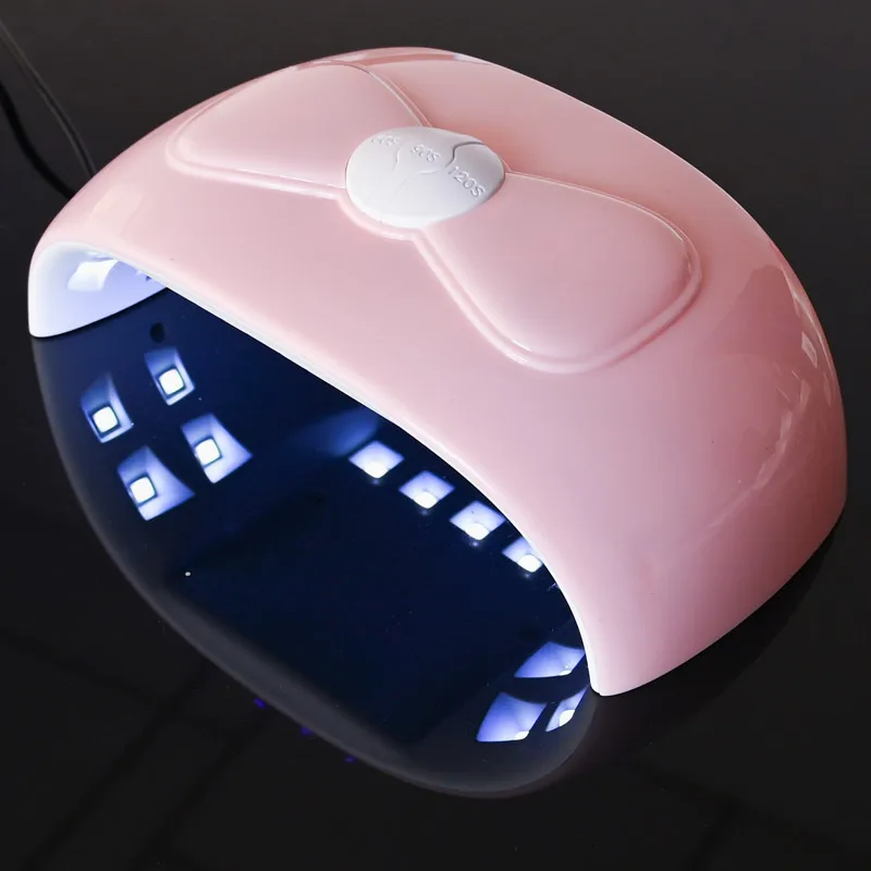 1Pcs Pink Bow Nail Dryer 52W Portable USB Cable Home Use Nail Lamp For Drying Curing Nails Varnish with 18pcs Beads UV LED Lamp* images - 6