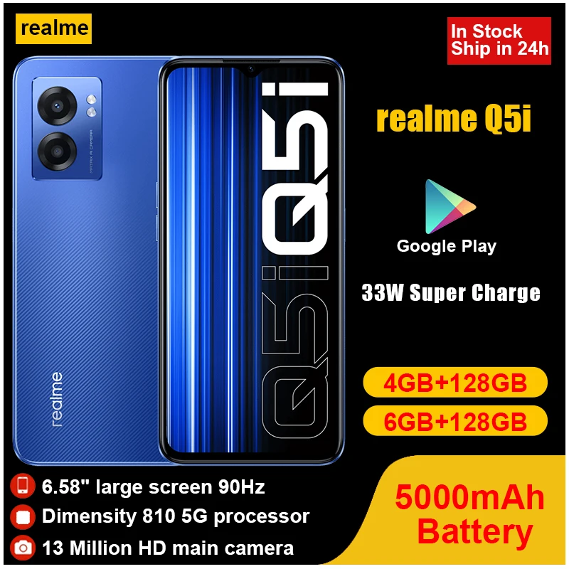 realme Q5i Moblie Phone Dimensity 810 33W Smart Flash Charge Cellphone 5000mAh Ultra-large Battery 5G Smartphone