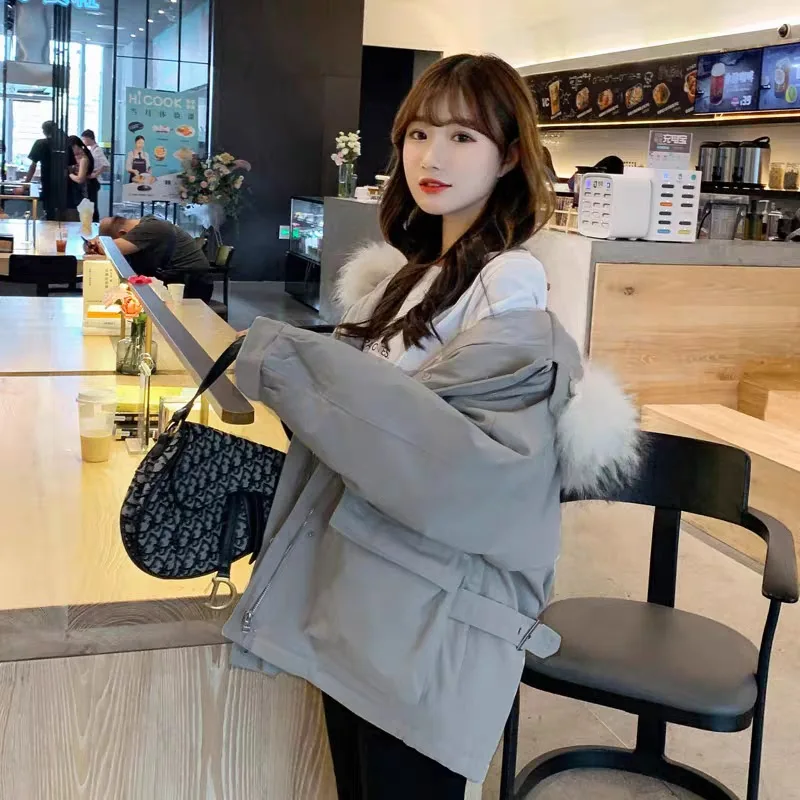 Fashion Lapel Parker Cotton Jacket Women's Fashion Ladies Winter Clothes Thick Hooded Warm Loose Down Cotton Jacket Coat Women