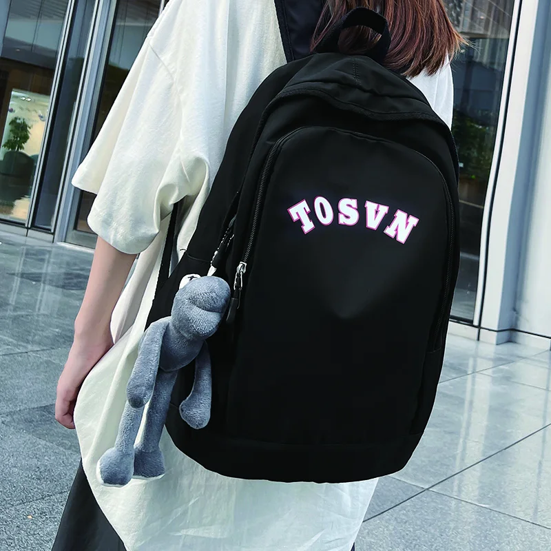 

Черный нейлоновый женский рюкзак, однотонная школьная сумка для девочек-подростков, Женский студенческий вместительный рюкзак для книг, новинка 2023, женский рюкзак