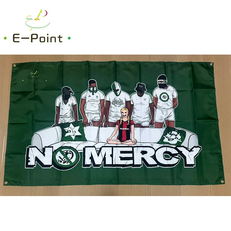 Фото Зеленый флаг-баннер Green Maccabi Haifa No Mercy MHFC, размер 3 фута * 5 футов (90*150 см) №1