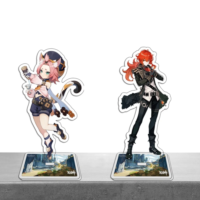

Anime Genshin Impact Acrylic Stand Raiden Shogun Figurines Double Sided Models Desktop Plate Holder Decor Standing Collection