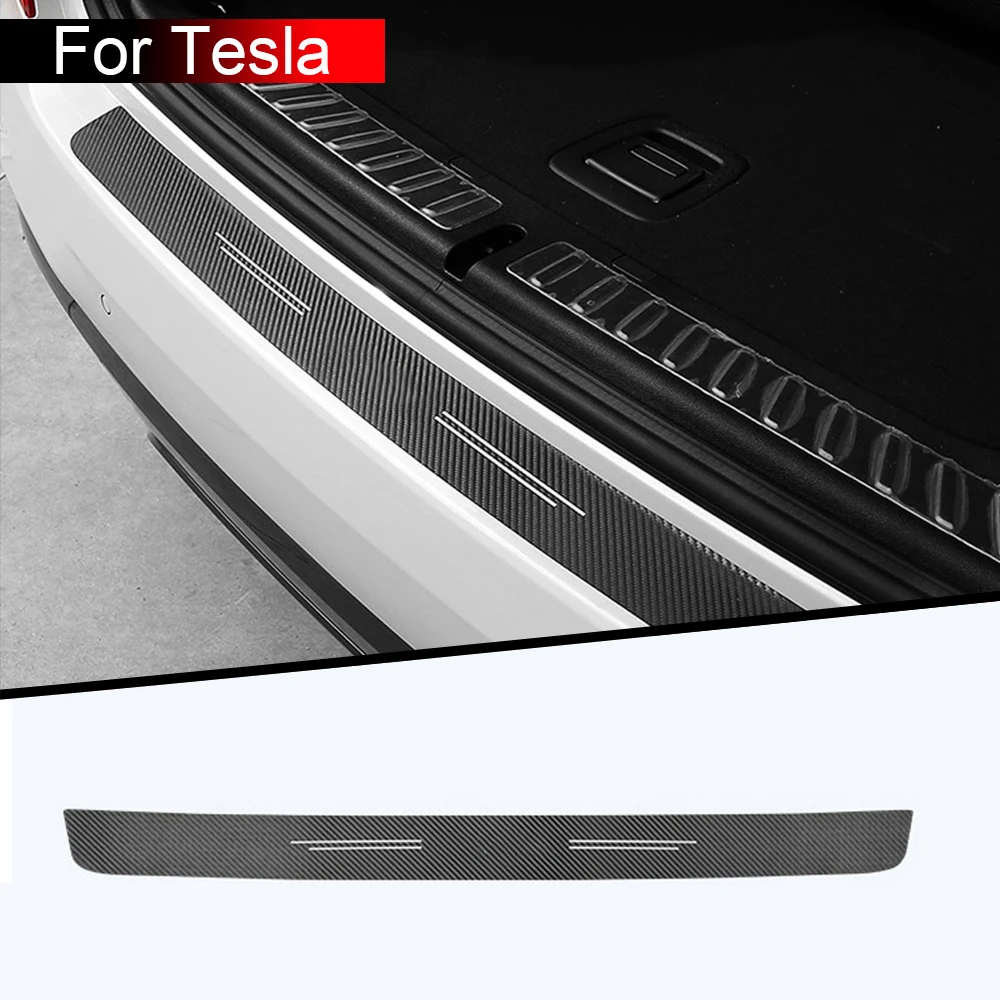 

1pc Car Styling Carbon Fiber Anti Scratch Scuff Pedal Stickers For Tesla Trunk Door Sill Protection
