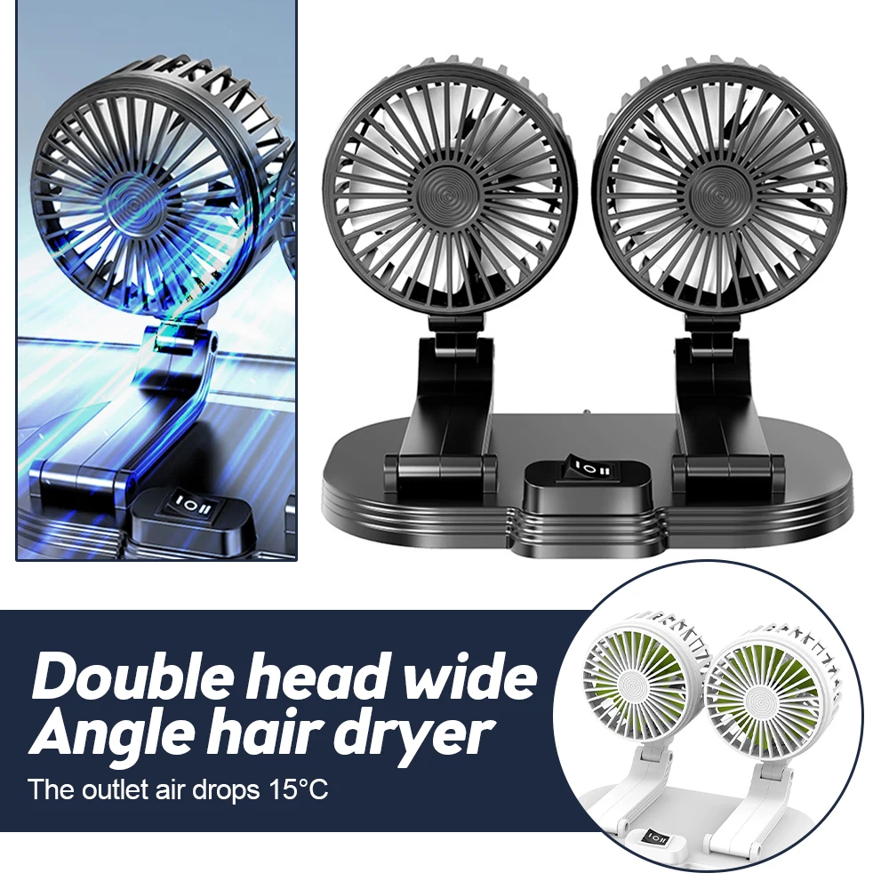 

Dual Head Car Fan 5V Air Circulator Fan With 360 Degree Adjustable USB Multipurpose Fan Low Noise Auto Vehicle Fan For Car/home