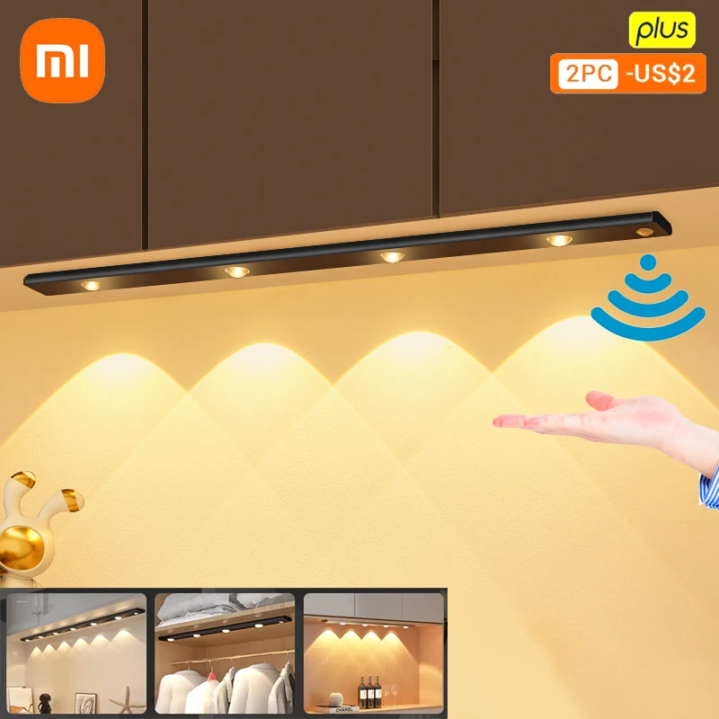 

Беспроводной Ультратонкий светодиодный светильник Xiaomi, умная лампа с датчиком освещения шкафа, для кухни, комнатное перезаряжаемое ночное освещение, 20/30/40 см
