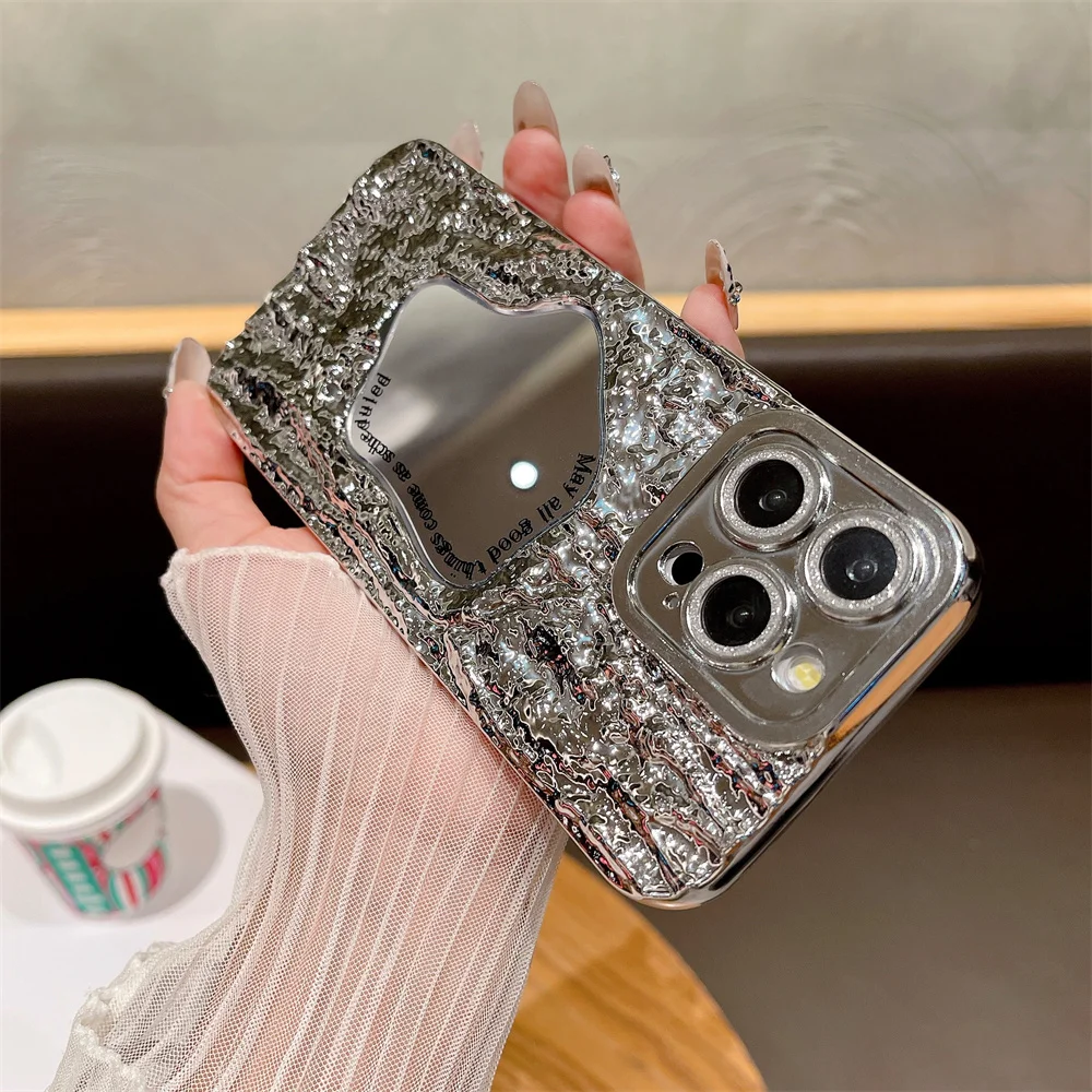 Стильный чехол из оловянной фольги со складками английский зеркальный для