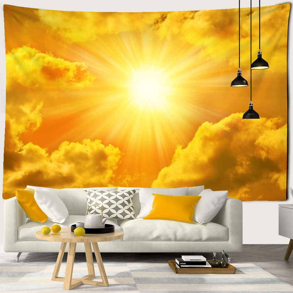 

Sunshine In Cloud Natural Scenery Tapestry Golden Sun Wall Hanging Sky Landscape Tapestries Bedroom Living Room Dorm Wall Cloth