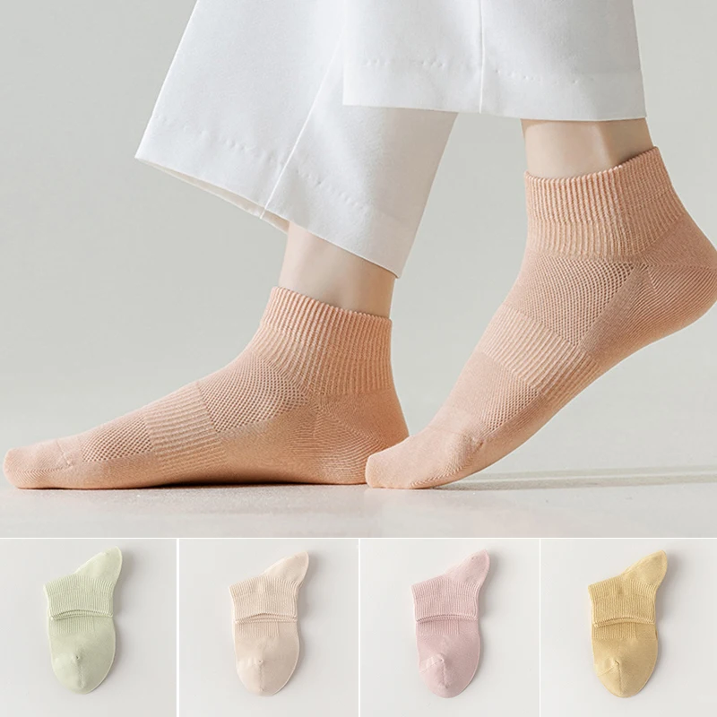 

1 Pair Women Cotton Socks New High Quality Spring Summer Cotton Breathable Mesh Solid Color Short Candy Casual Short Socks