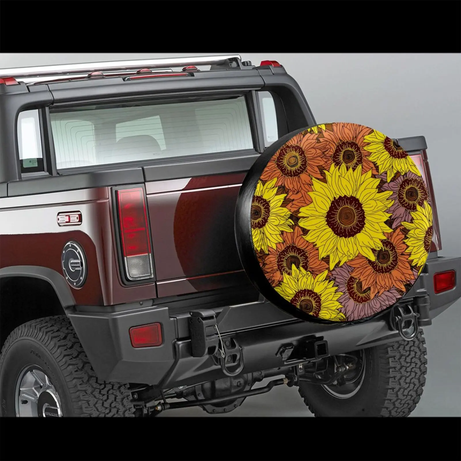 

3d Print Custom Sunflower Landscape Design Spare Tire Cover Diameters Car Accessories Wheel Hub Cap