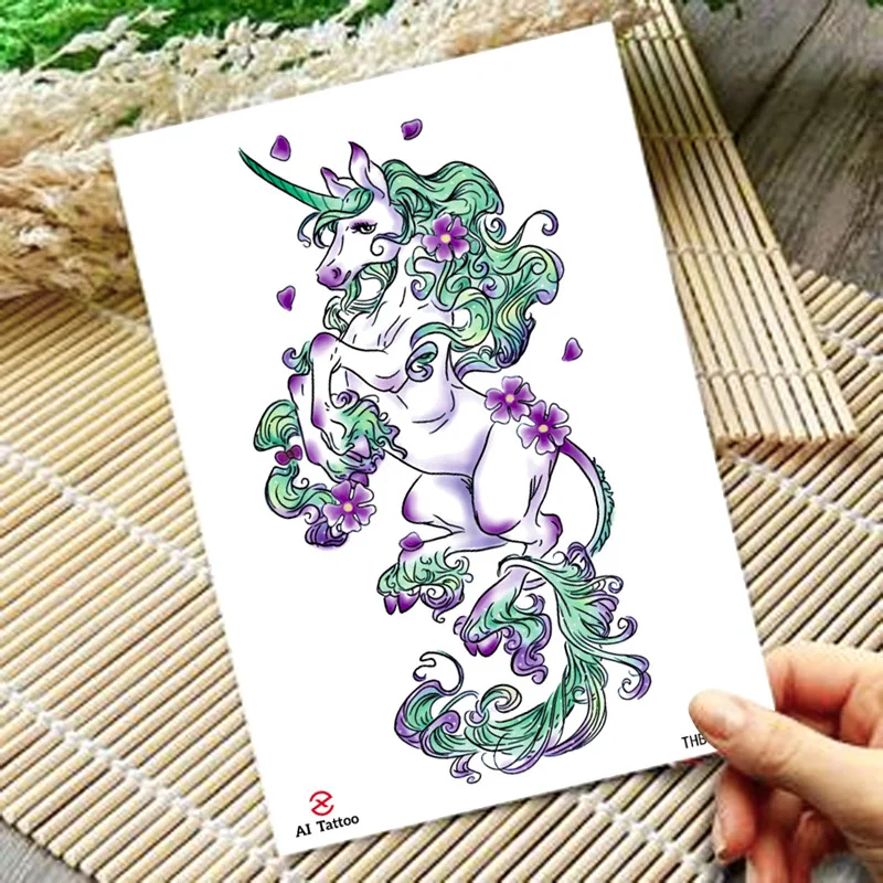 

Водостойкая Временная тату-наклейка на ногу, запястье, руку, мигание, искусственная татуировка, маленькая паста, тату для боди-арта, единоро...