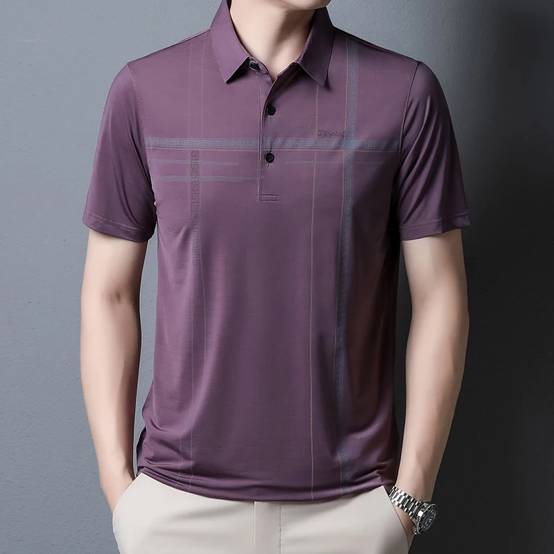 

CASUMANL New Arrival Men T Shirt 2022 Summer Short Sleeve Thin Print Breathable Casual Tees Tops Turn-Down Collar Loose Tshirts