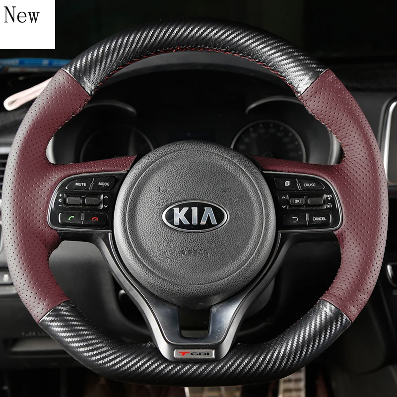 

DIY Hand-Stitched Leather Suede Car Steering Wheel Cover for Kia K5 K4 K3 K2 Sportage KX3 Sportage R Forte Kx5 Car Accessories