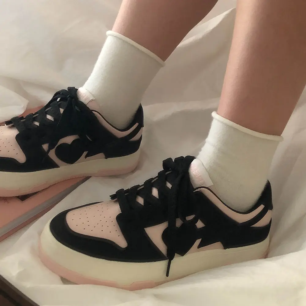 2022 Pink Patchwork Zapatillas Mujer Fashion Heart Spring Hot Sale Woman Vulcanize Shoes Casual Outside Students Sports Shoes