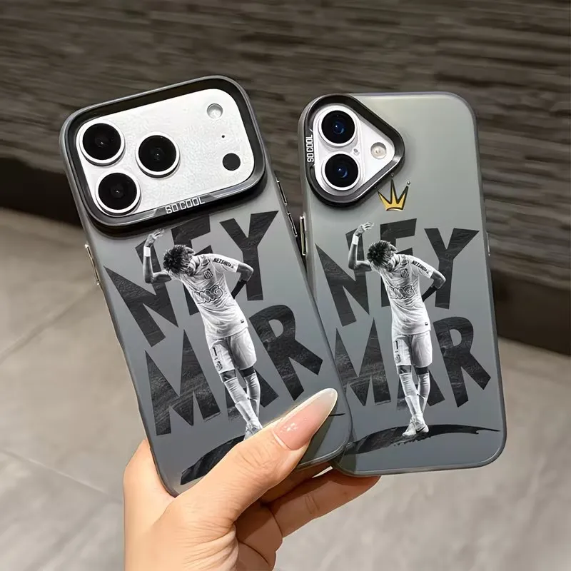 Фото Чехол для телефона с футбольным дизайном для iPhone 17 16 15 14 13 12 11 mini Pro Max X XR 8 7 Air Plus, противоударный, матовый, с изображением джентльмена Неймара №1