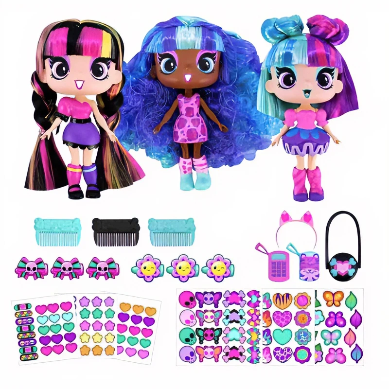 Кукла Decora Girlz Rainbow Hair со стикерами и аксессуарами, модная игрушка-сюрприз в коробке, милая и стильная коллекционная игрушка для девочек на праздники (art.: 3920da2ed6d0d) - 3920da2ed6d0d