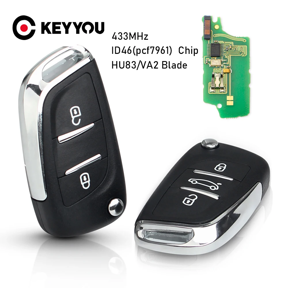Модифицированный Автомобильный ключ KEYYOU ASK/FSK 433 МГц ID46 для Peugeot 306 407 807 Partner Citroen C2 C4