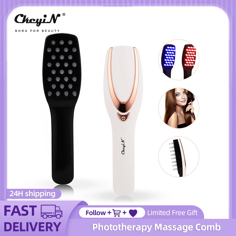 

CkeyiN Portable Hair Straightener Brush Comb Electric Wet Dry Use with Light Therapy Scalp Head Massage Comb Hot Heating Comb 50