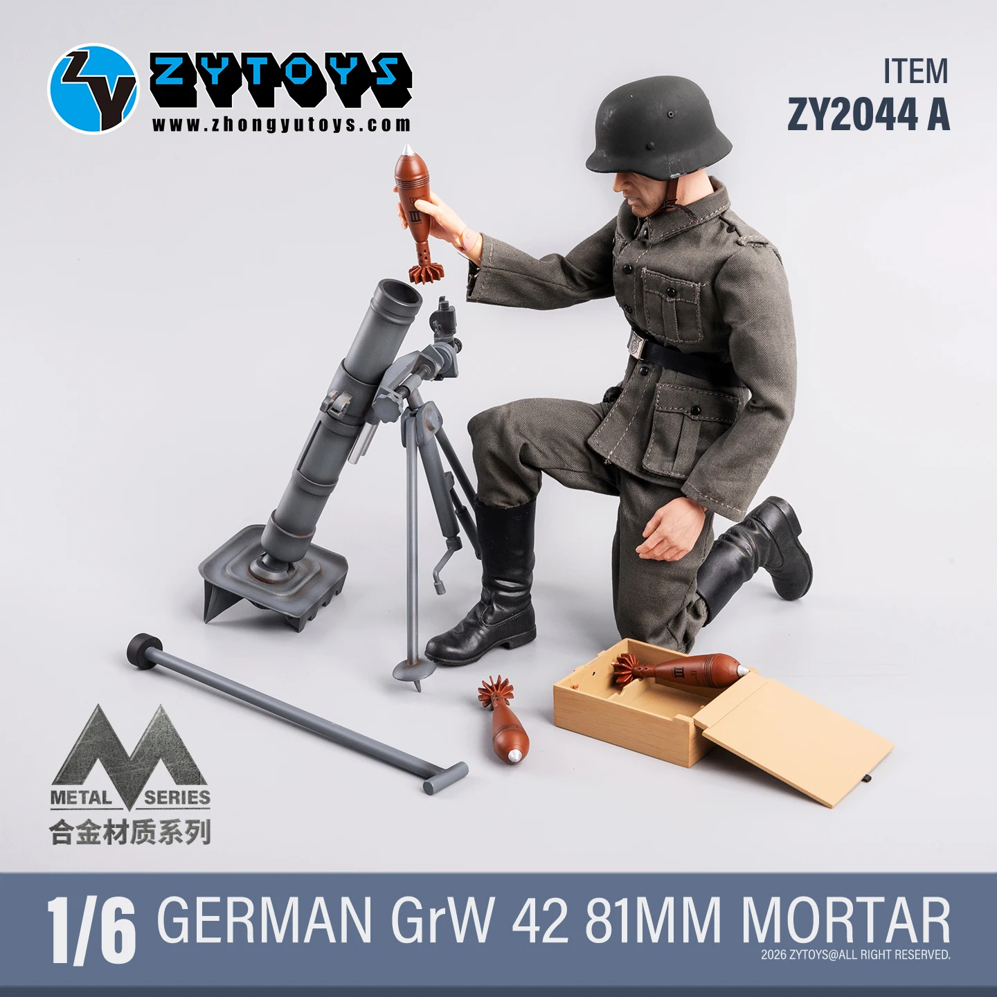 Фото Металлическая 81-мм мортира GrW 42 немецкой армии ZYTOYS в масштабе 1/6 для 12-дюймовых фигурок солдат, военные аксессуары, в наличии №3