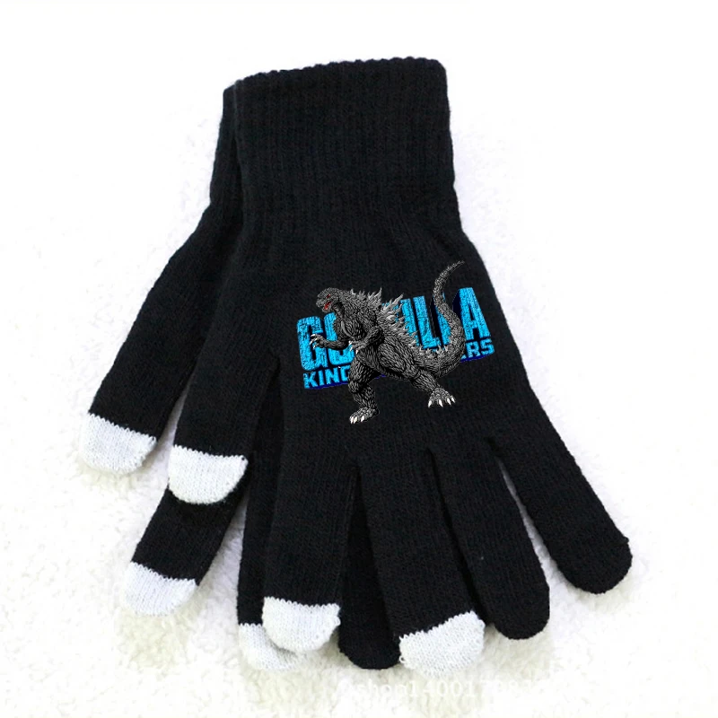 Фото Godzillas VS KingKongs Boys Knitted Hat Gloves Anime Action Figures Cap Kids Winter Beanies Mittens Children Warm Headgear Gift №2